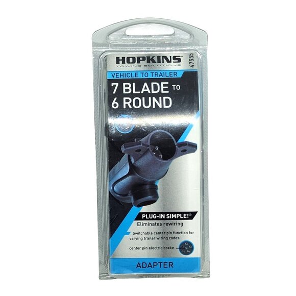 Adv 2019 Hopkins Towing Solutions 47555 7 Blade to 6 Round Trailer Plug Adapter - Picture 1 of 13